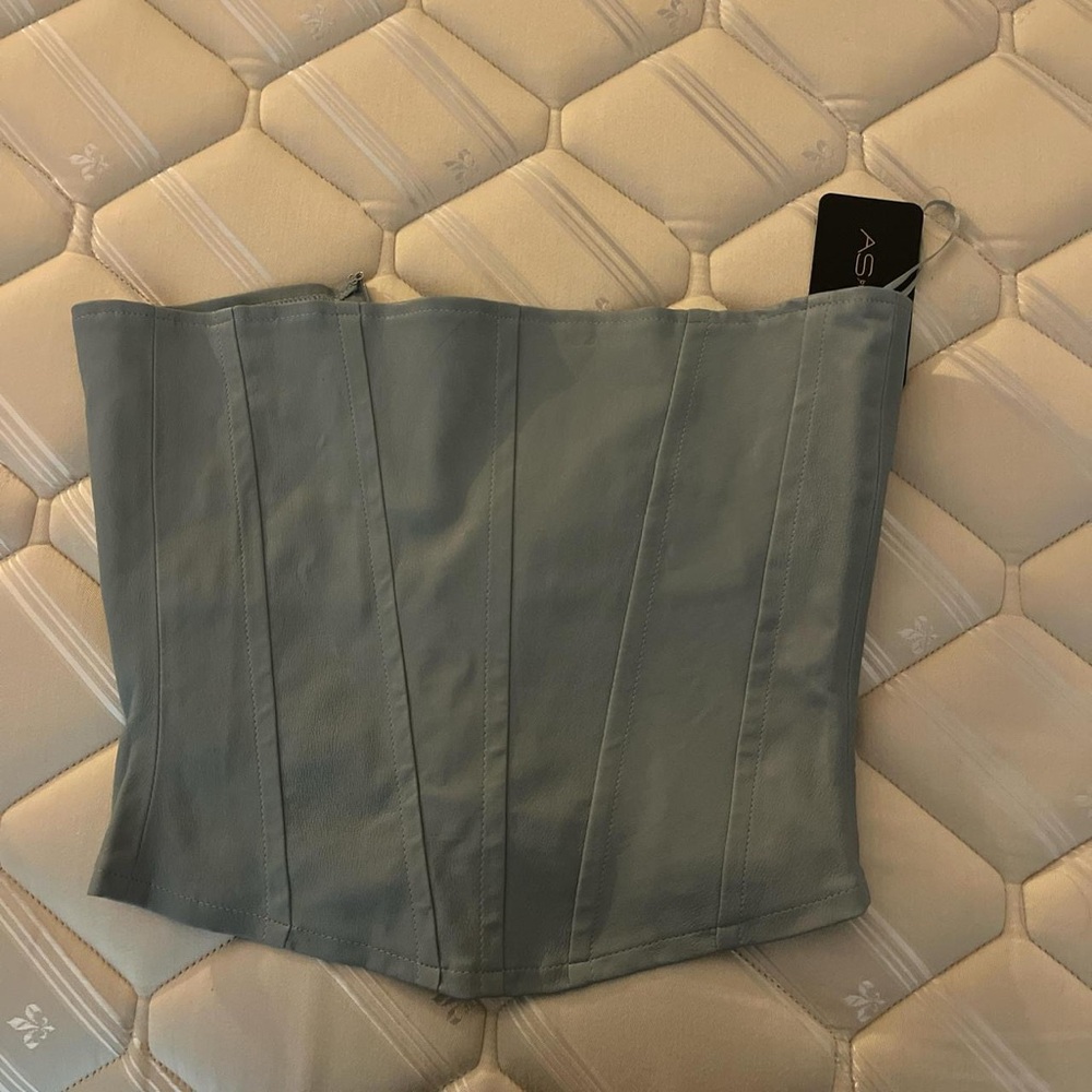 Archer Stretch Leather Bustier in Mist